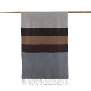 ipekevi - Silver Kushak Striped Silk Scarf (1)