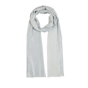 Silver Lurex Cotton Silk Scarf - Thumbnail