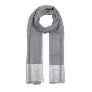 ipekevi - Silver Lurex Farba Wool Silk Scarf (1)