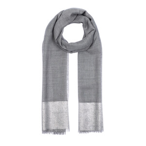 Silver Lurex Farba Wool Silk Scarf - Thumbnail