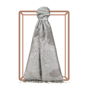 Silver Lurex Spiral Silk Scarf - Thumbnail