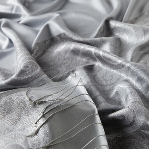Silver Lurex Spiral Silk Scarf - Thumbnail