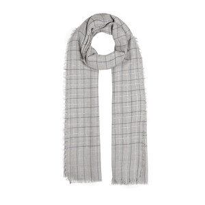 Silver Lurex Square Wool Silk Scarf - Thumbnail