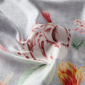 ipekevi - Silver Melancholia Monogram Print Silk Twill Scarf (1)