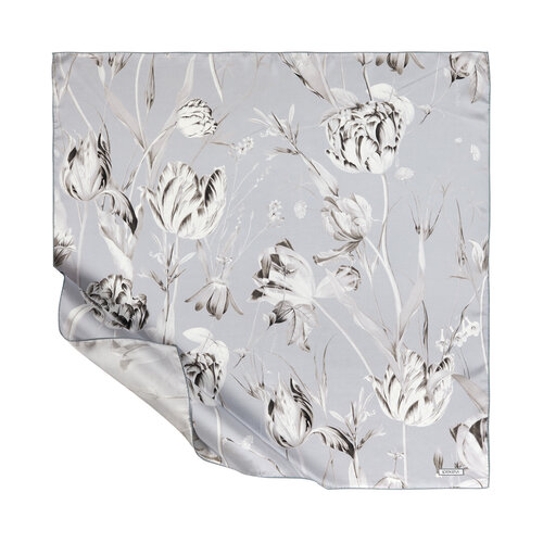 Silver Melancholia Print Silk Twill Scarf