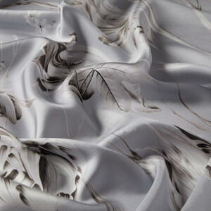 Silver Melancholia Print Silk Twill Scarf - Thumbnail