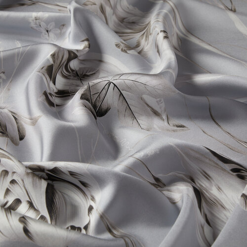 Silver Melancholia Print Silk Twill Scarf