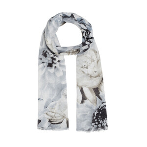 Silver Melancholy Print Modal Cotton Scarf - Thumbnail