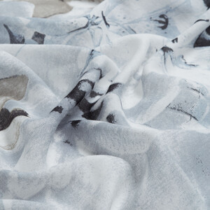 Silver Melancholy Print Modal Cotton Scarf - Thumbnail