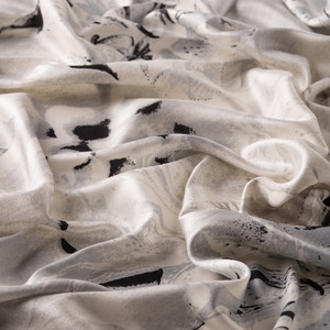 Silver Melancholy Print Silk Scarf - Thumbnail