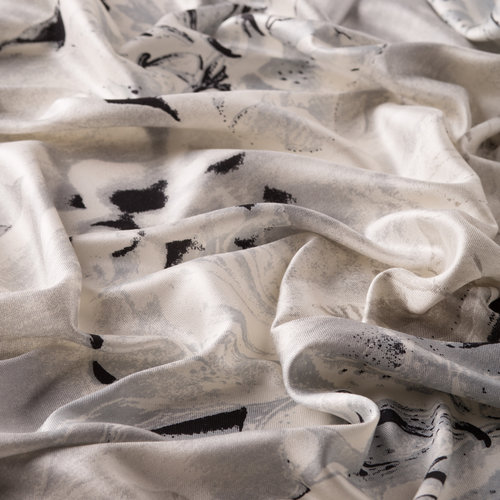 Silver Melancholy Print Silk Scarf