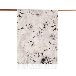 Silver Melancholy Print Silk Scarf - Thumbnail