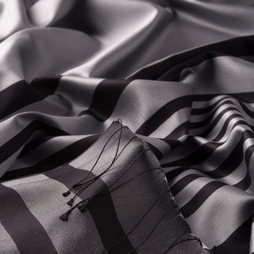 Silver Meridian Striped Silk Scarf