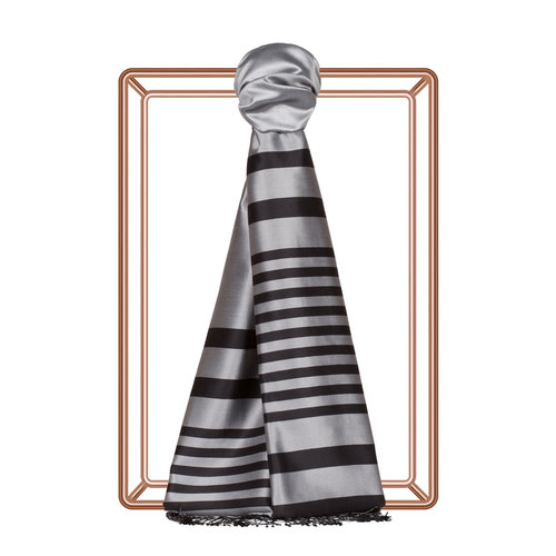 Silver Meridian Striped Silk Scarf