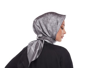 Silver Mini Seljuk Monogram Silk Twill Scarf - Thumbnail