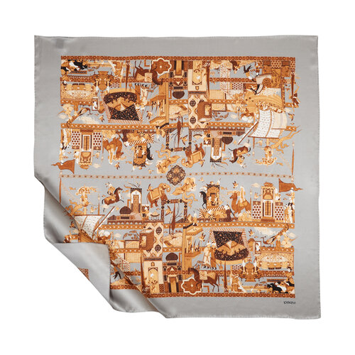 Silver Miniature Twill Silk Scarf