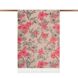 ipekevi - Silver Mink Azalea Print Silk Scarf (1)