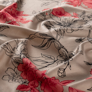 Silver Mink Azalea Print Silk Scarf - Thumbnail