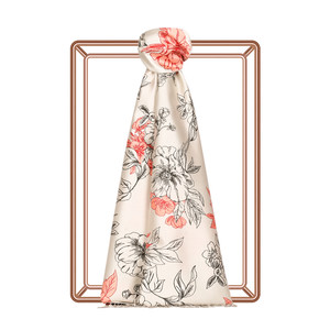 Silver Mink Azalea Print Silk Scarf - Thumbnail