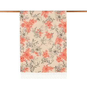 ipekevi - Silver Mink Azalea Print Silk Scarf (1)