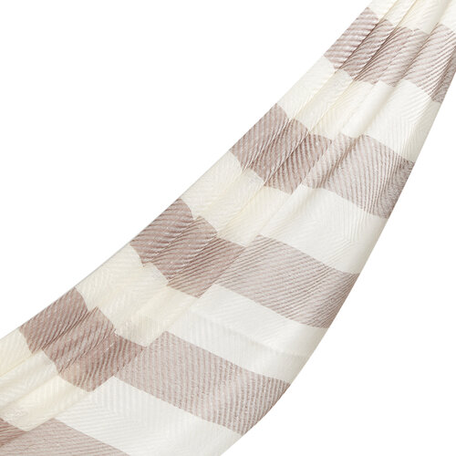 Silver Mink Block Striped Linen Cotton Scarf