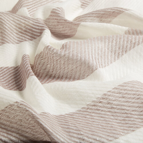 Silver Mink Block Striped Linen Cotton Scarf