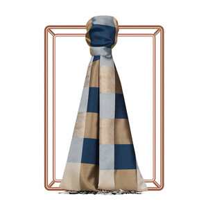 Silver Mink Buffalo Checked Silk Scarf - Thumbnail
