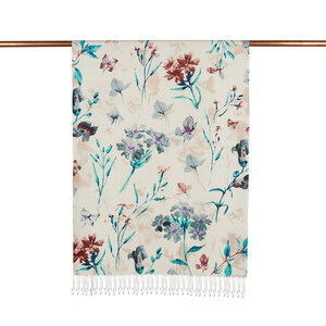 Silver Mink Clover Garden Print Silk Scarf - Thumbnail