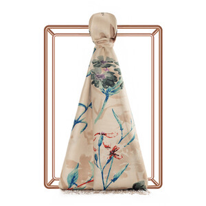 ipekevi - Silver Mink Clover Garden Print Silk Scarf