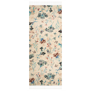 Silver Mink Clover Garden Print Silk Scarf - Thumbnail