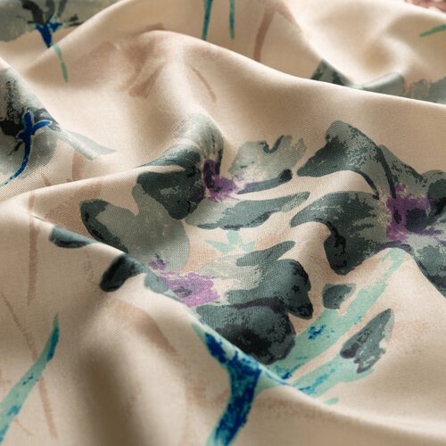 Silver Mink Clover Garden Print Silk Scarf