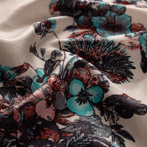 Silver Mink Exotic Amazon Print Silk Scarf - Thumbnail