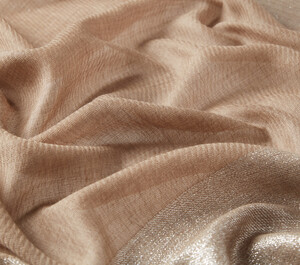 Silver Mink Lurex Border Wool Silk Scarf - Thumbnail