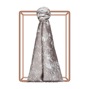 Silver Mink Marble Print Silk Scarf - Thumbnail