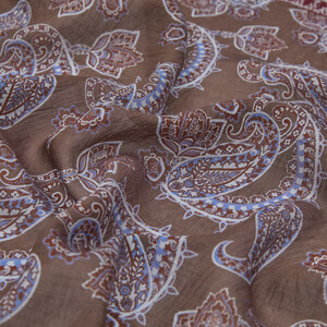 Silver Mink Mezopotamya Print Tencel Scarf - Thumbnail