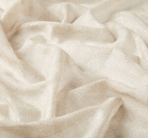 ipekevi - Silver Mink Monogram Wool Silk Scarf (1)