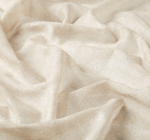 Silver Mink Monogram Wool Silk Scarf