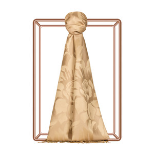 Silver Mink Nev Garden Jacquard Silk Scarf - Thumbnail