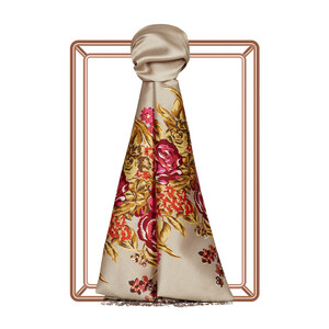 Silver Mink Palace Garden Print Silk Scarf - Thumbnail