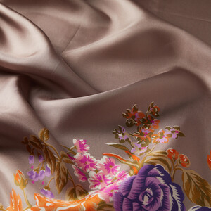 Silver Mink Palace Garden Print Silk Twill Scarf - Thumbnail