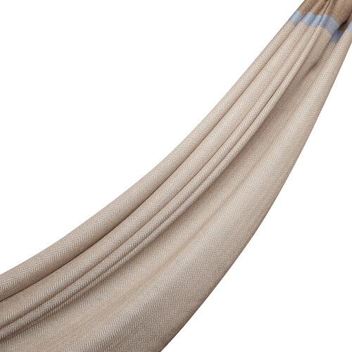 Silver Mink Thin Herringbone Wool Silk Scarf