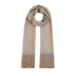 Silver Mink Thin Herringbone Wool Silk Scarf - Thumbnail
