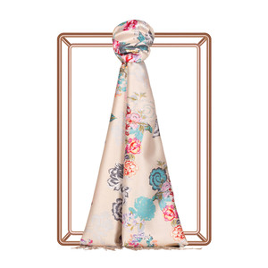 Silver Mink Waterside Garden Print Silk Scarf - Thumbnail