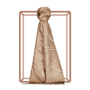 Mink Zebra Jacquard Silk Scarf - Thumbnail