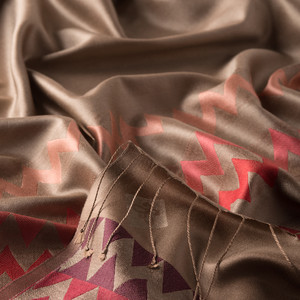 Silver Mink Zigzag Silk Scarf - Thumbnail