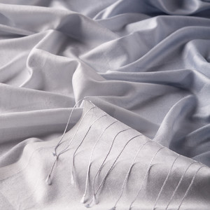 Silver Mono Striped Gradient Silk Scarf - Thumbnail