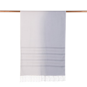 Silver Mono Striped Gradient Silk Scarf - Thumbnail