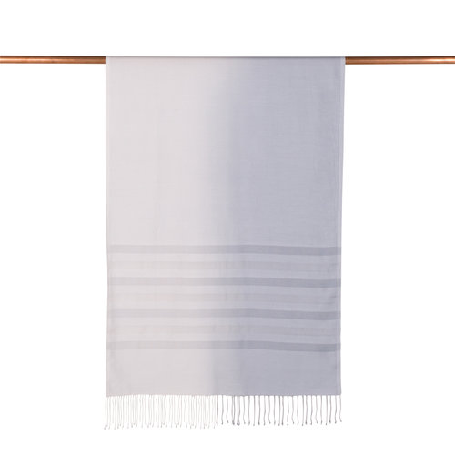 Silver Mono Striped Gradient Silk Scarf