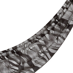 Silver Mono Wave Print Tencel Scarf - Thumbnail