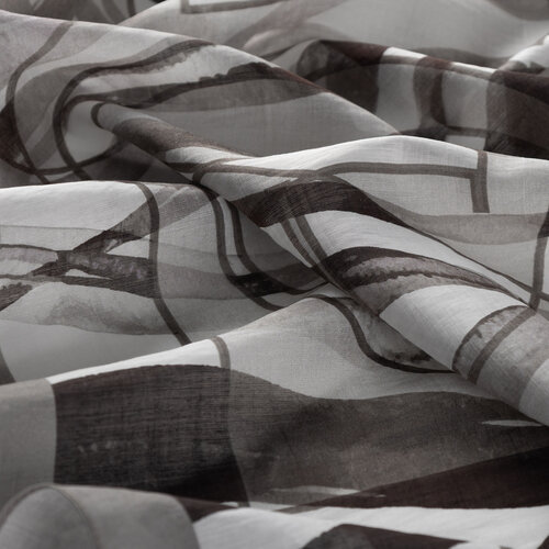 Silver Mono Wave Print Tencel Scarf